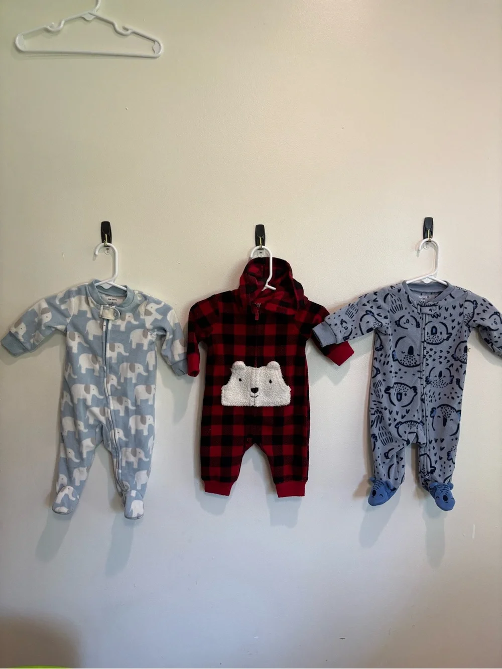 Carters fleece winter bay boy pajama outfit bundle 3 months
